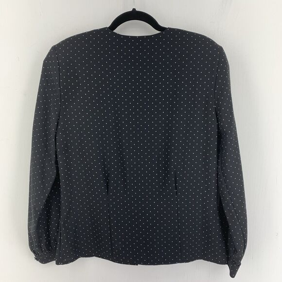 Liz Claiborne Womens 8 Button Up Top Black White Polka Dots Old Money Classic - Picture 6 of 7
